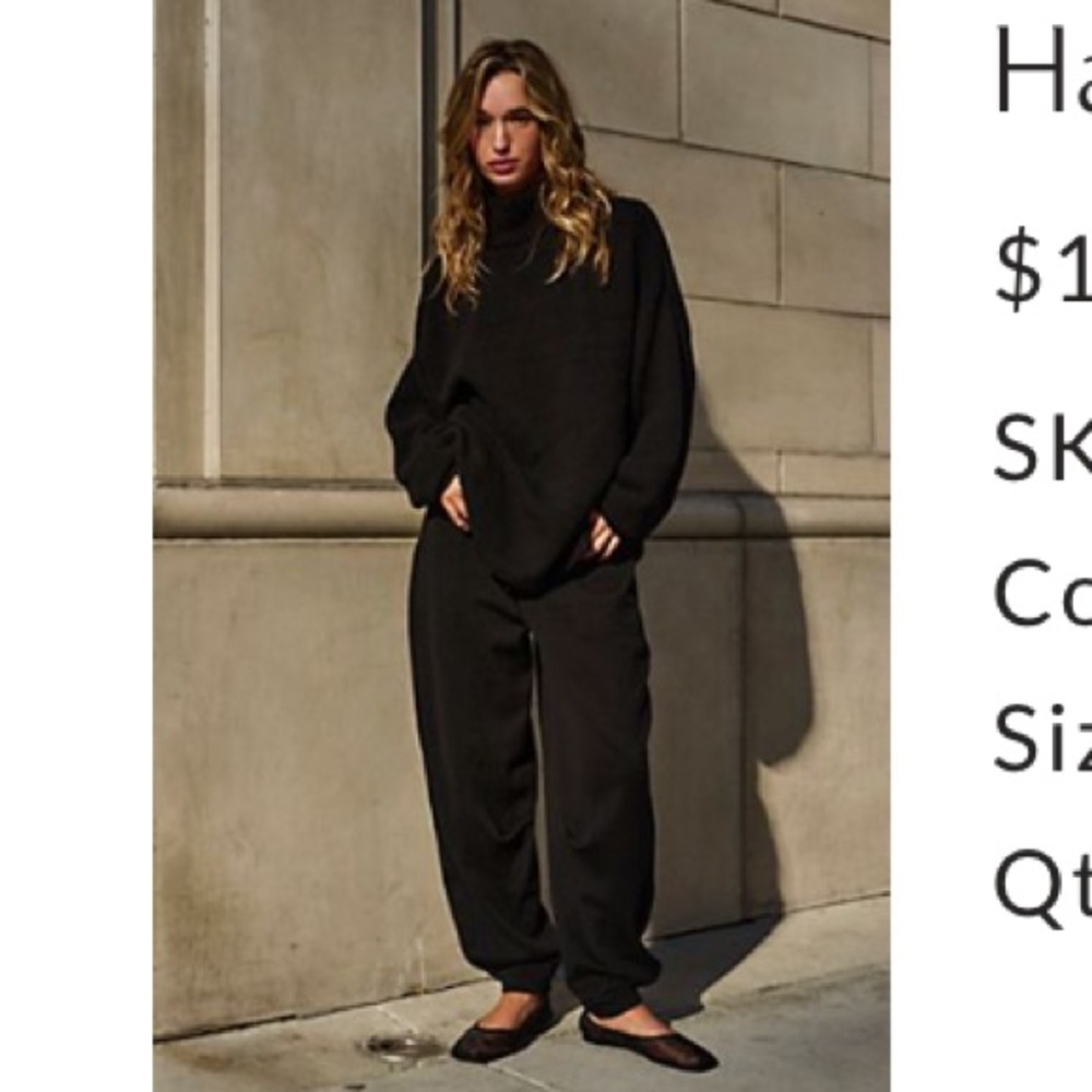 *NWT* free people Hailey turtleneck set size XS Black
